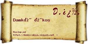 Damkó Ákos névjegykártya